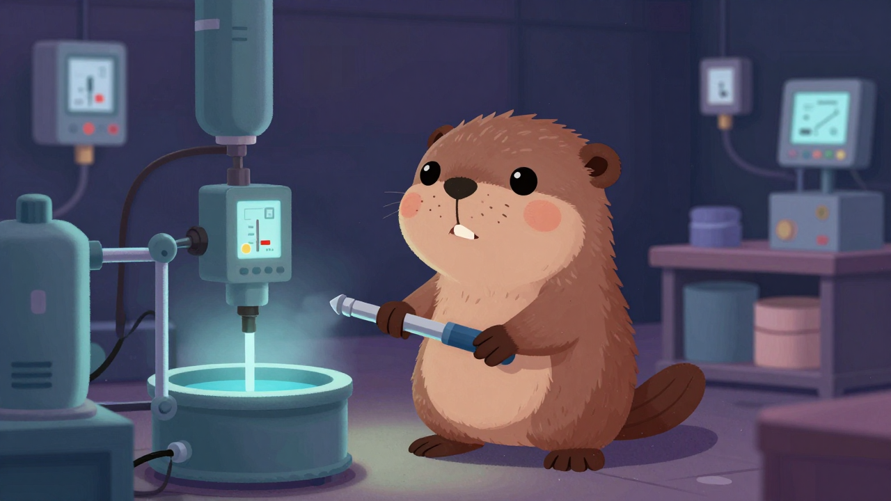 담금질원 직업 종사자가 업무를 수행하는 모습