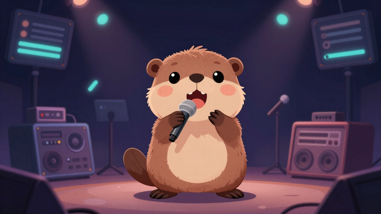 대중가수 직업 종사자가 업무를 수행하는 모습