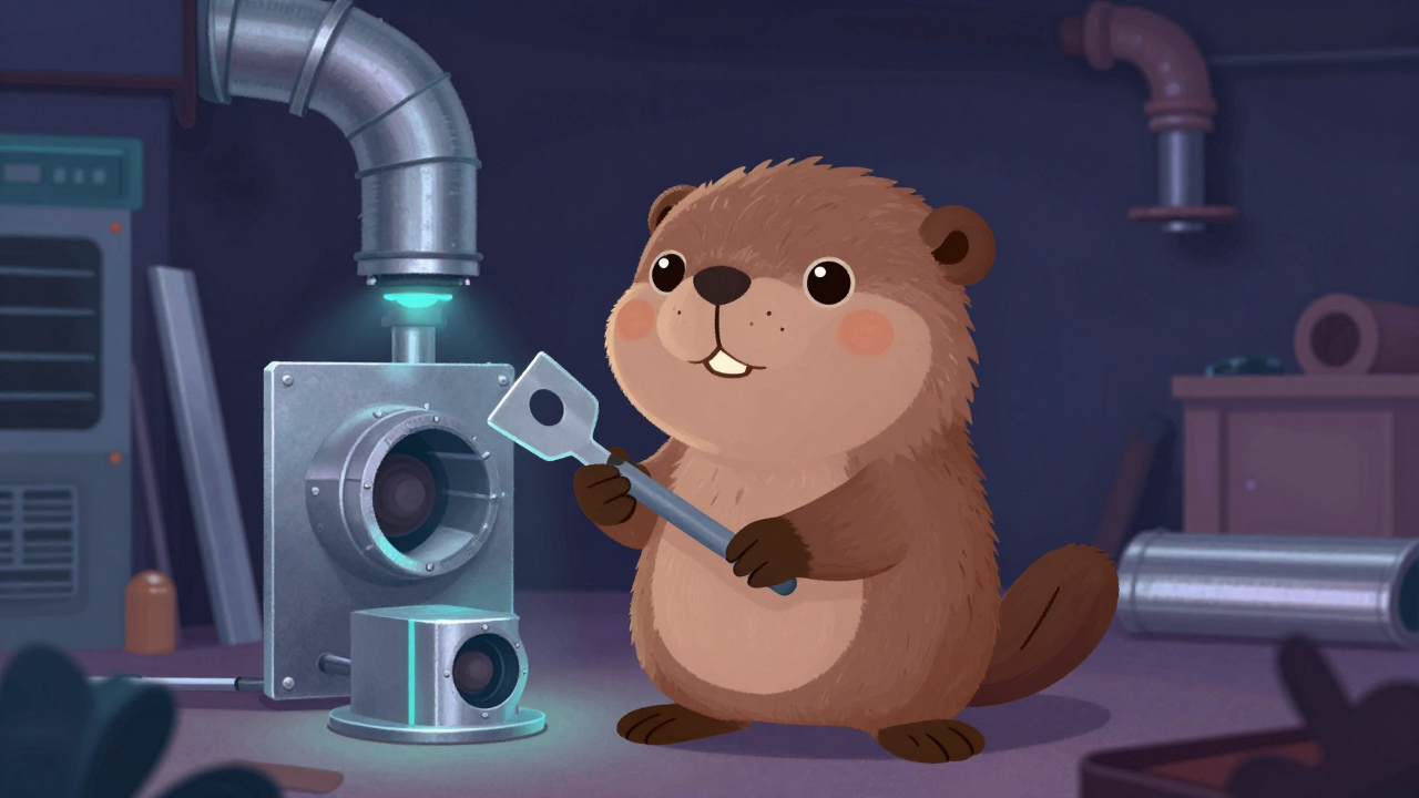 덕트공 직업 종사자가 업무를 수행하는 모습