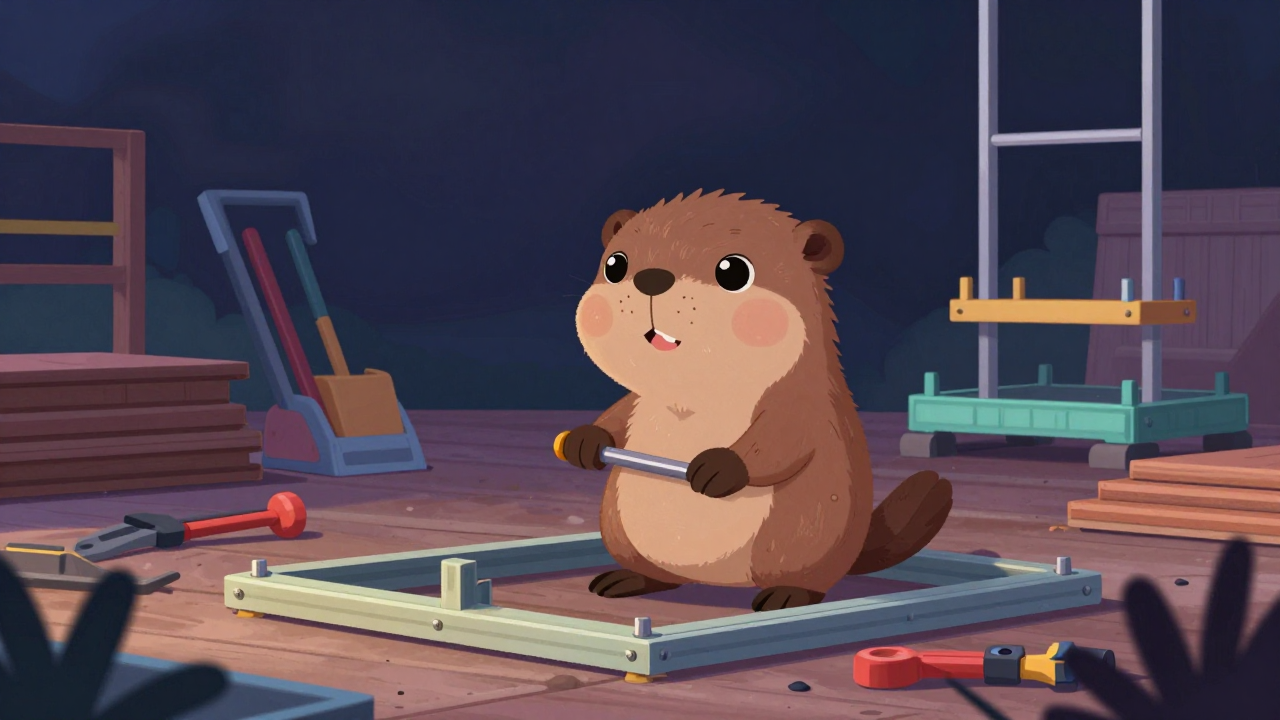 데크설치원 직업 종사자가 업무를 수행하는 모습