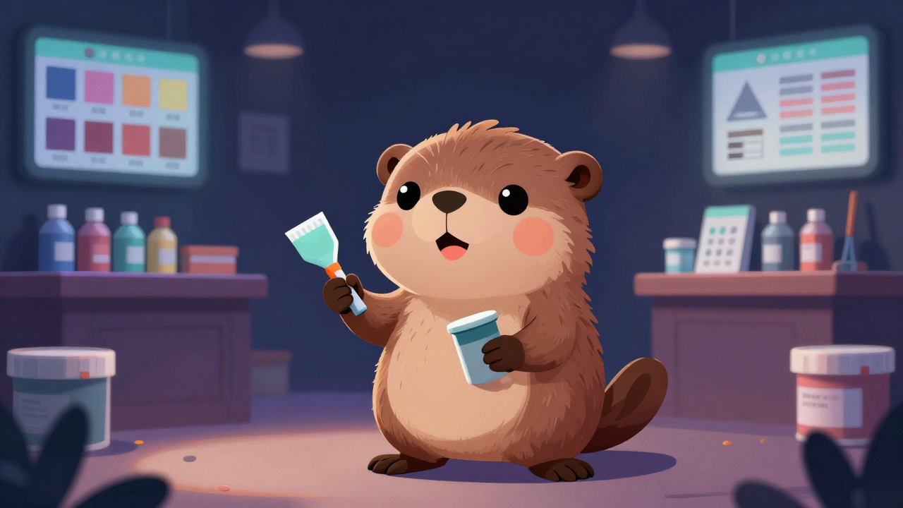 도료판매원 직업 종사자가 업무를 수행하는 모습