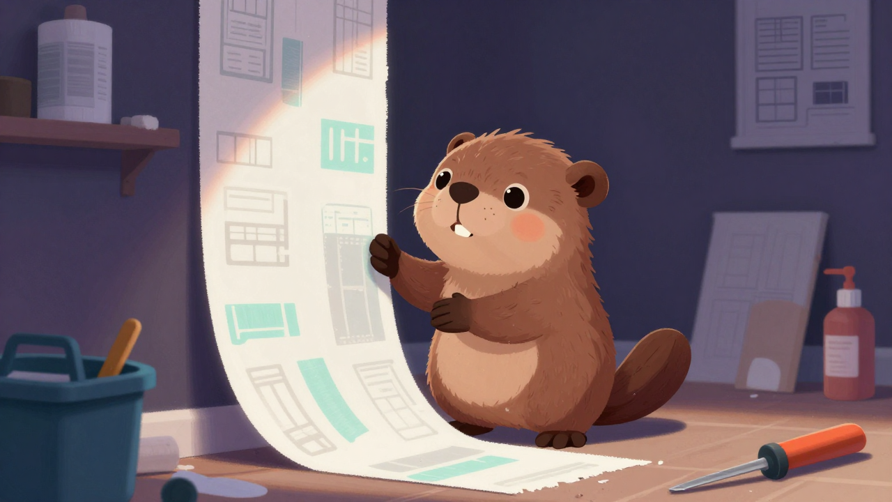 도배공 직업 종사자가 업무를 수행하는 모습