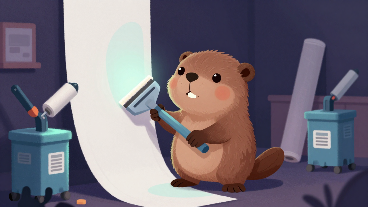 도배사 직업 종사자가 업무를 수행하는 모습