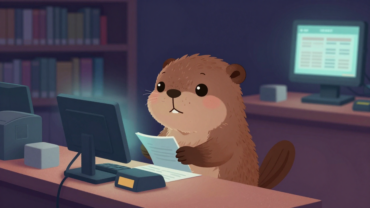 도서출납원 직업 종사자가 업무를 수행하는 모습