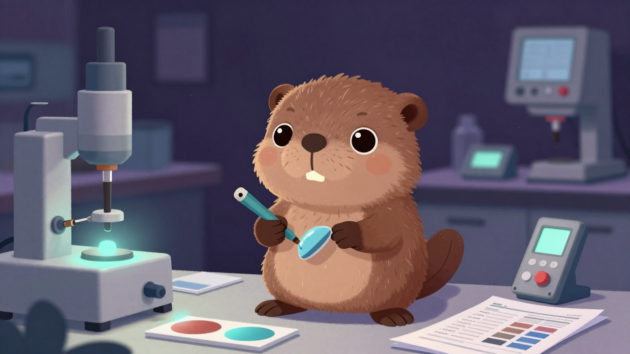 도장시험원 직업 종사자가 업무를 수행하는 모습