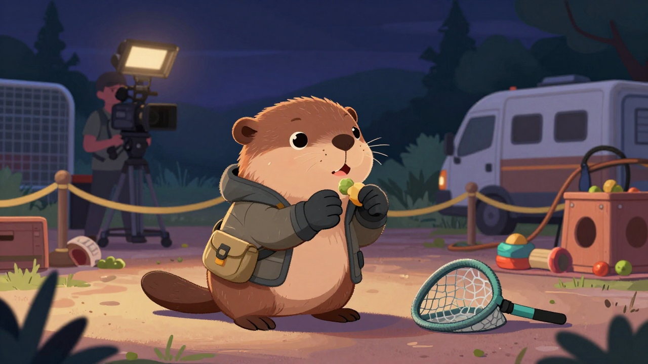 동물랭글러 직업 종사자가 업무를 수행하는 모습