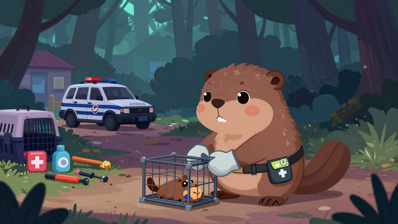 동물보호보안관 직업 종사자가 업무를 수행하는 모습