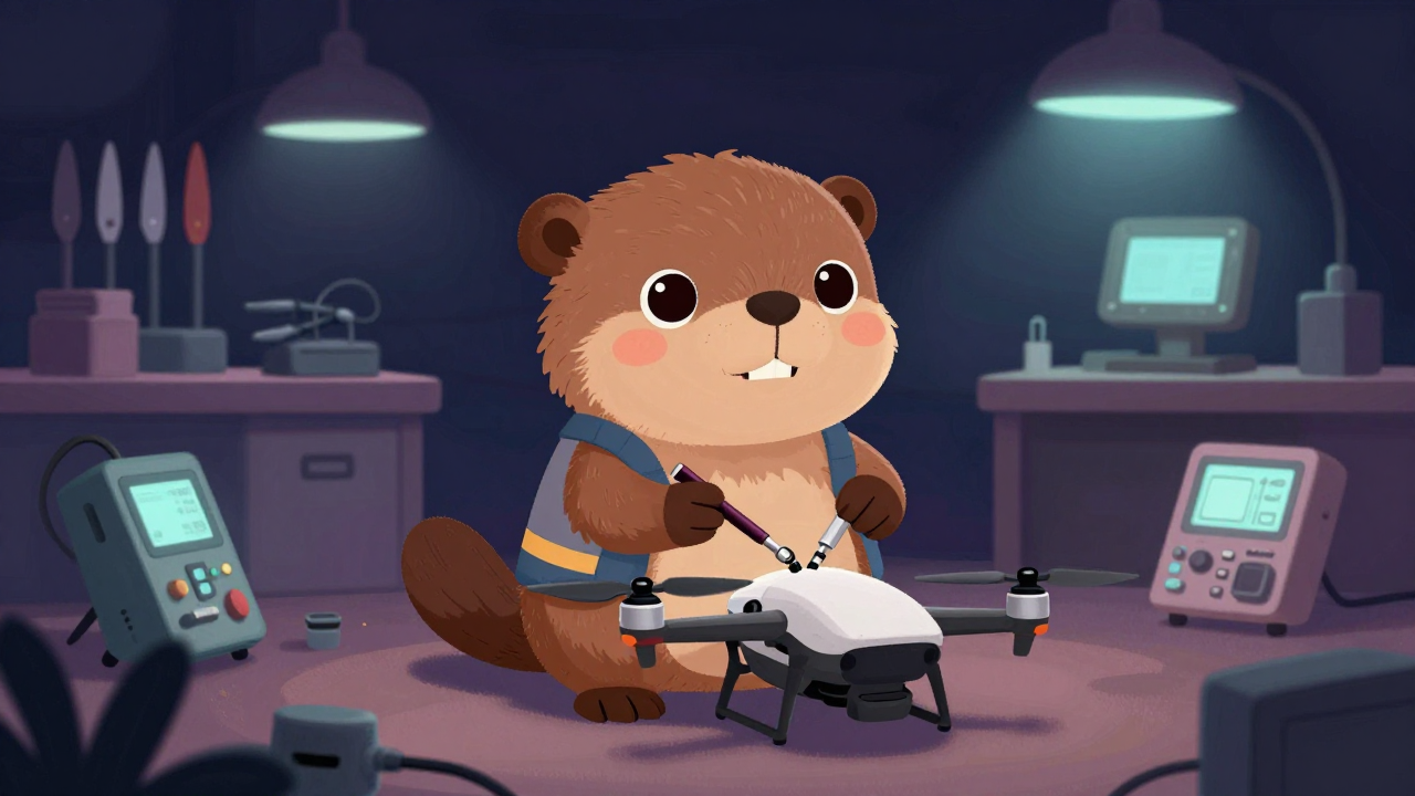 드론수리원 직업 종사자가 업무를 수행하는 모습