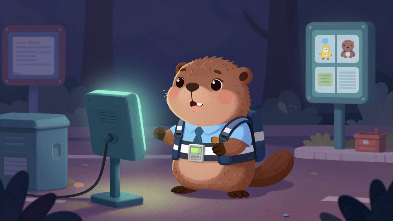 등하굣길동행도우미 직업 종사자가 업무를 수행하는 모습