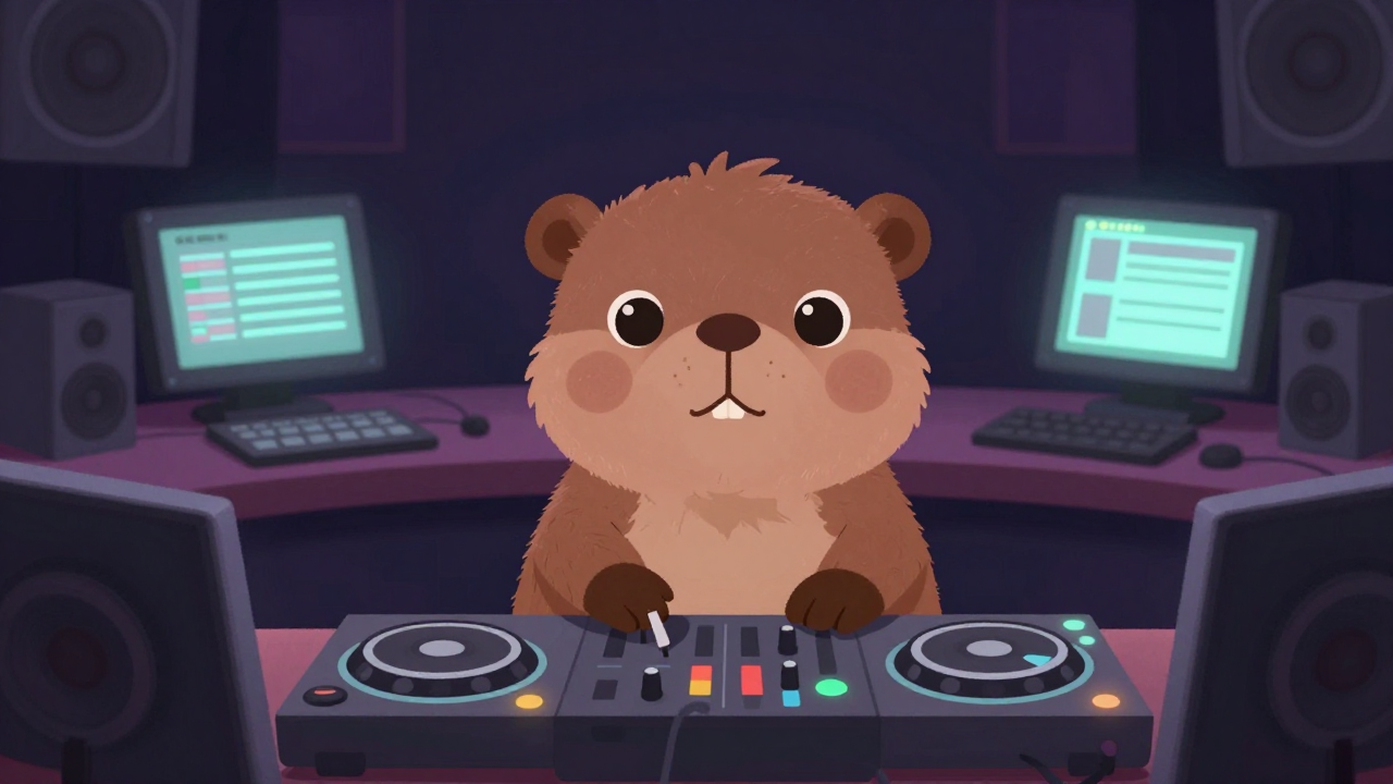 디스크자키 직업 종사자가 업무를 수행하는 모습