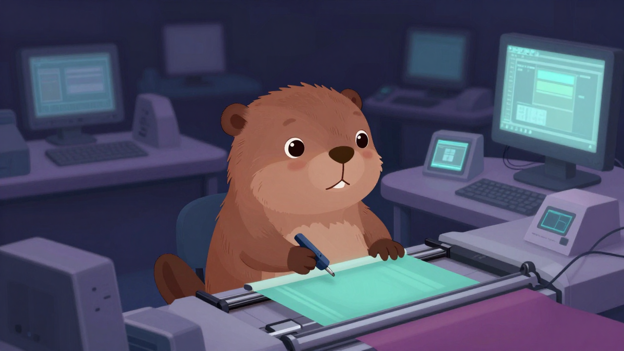 디지털텍스타일염색원 직업 종사자가 업무를 수행하는 모습