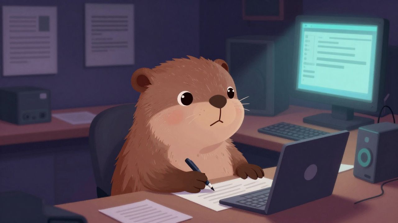 라디오작가 직업 종사자가 업무를 수행하는 모습