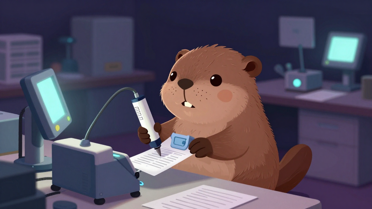 라벨부착기조작원 직업 종사자가 업무를 수행하는 모습