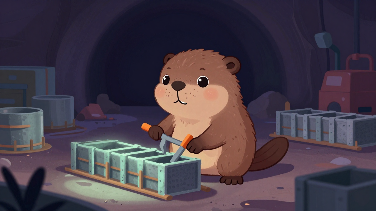 라이닝폼조립원 직업 종사자가 업무를 수행하는 모습