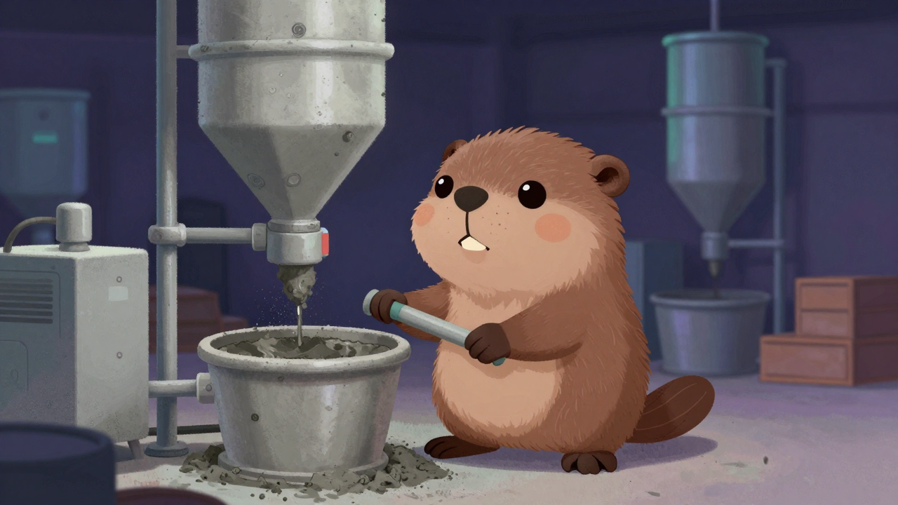 레미콘플랜트운전원 직업 종사자가 업무를 수행하는 모습