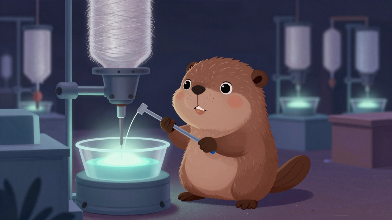 레이온방사원 직업 종사자가 업무를 수행하는 모습