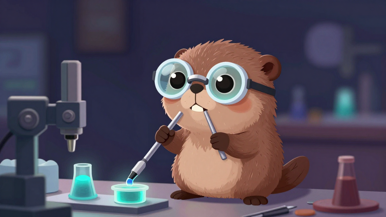 렌즈접착원 직업 종사자가 업무를 수행하는 모습