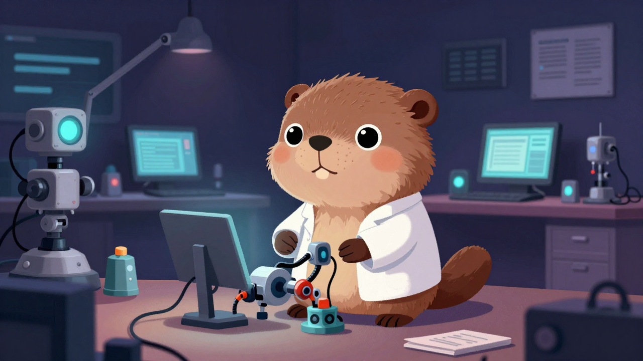 로봇연구원 직업 종사자가 업무를 수행하는 모습