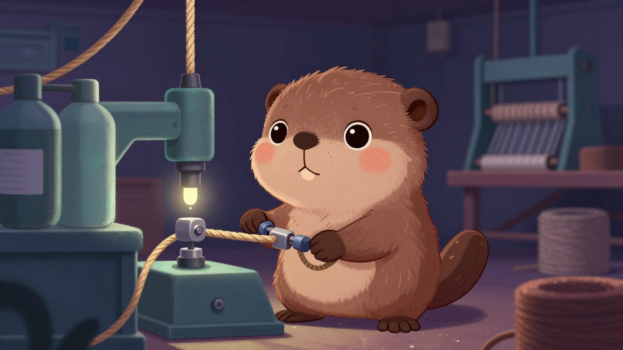 로프제작기보전원 직업 종사자가 업무를 수행하는 모습