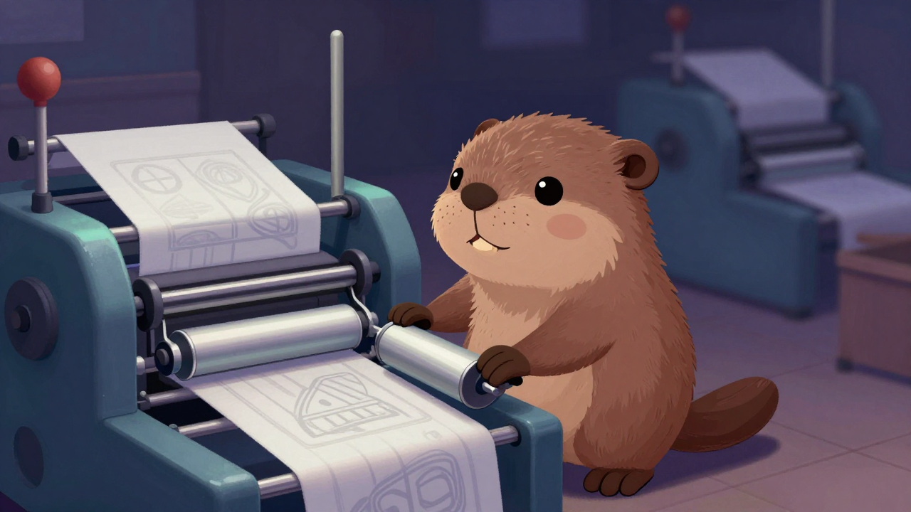 롤러날염기운전원 직업 종사자가 업무를 수행하는 모습