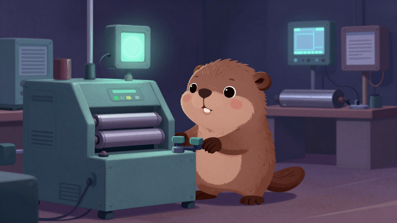 롤링기조작원 직업 종사자가 업무를 수행하는 모습