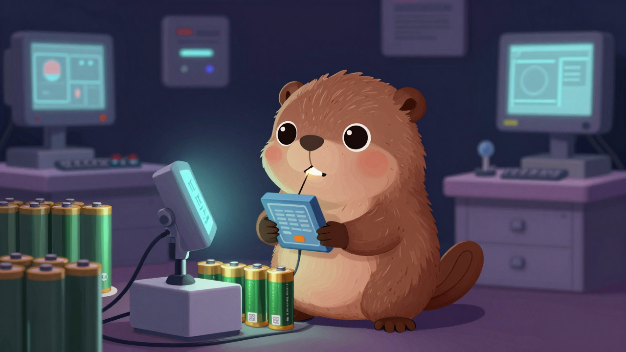 리튬이온이차전지품질검사원 직업 종사자가 업무를 수행하는 모습