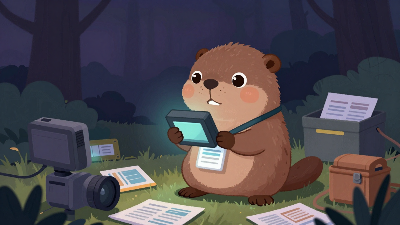 리포터 직업 종사자가 업무를 수행하는 모습