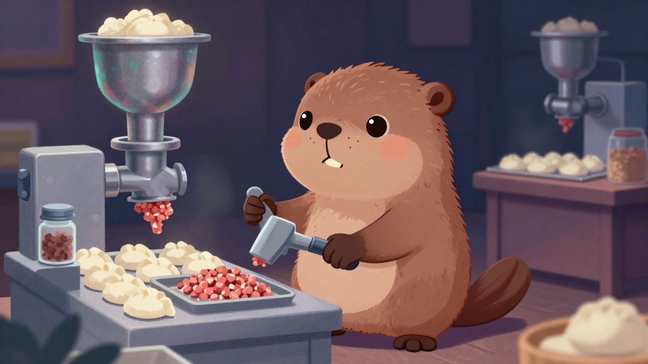 만두소제조원 직업 종사자가 업무를 수행하는 모습