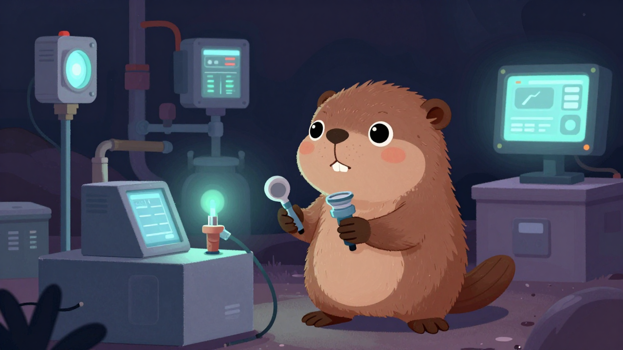 매립가스포집분석원 직업 종사자가 업무를 수행하는 모습