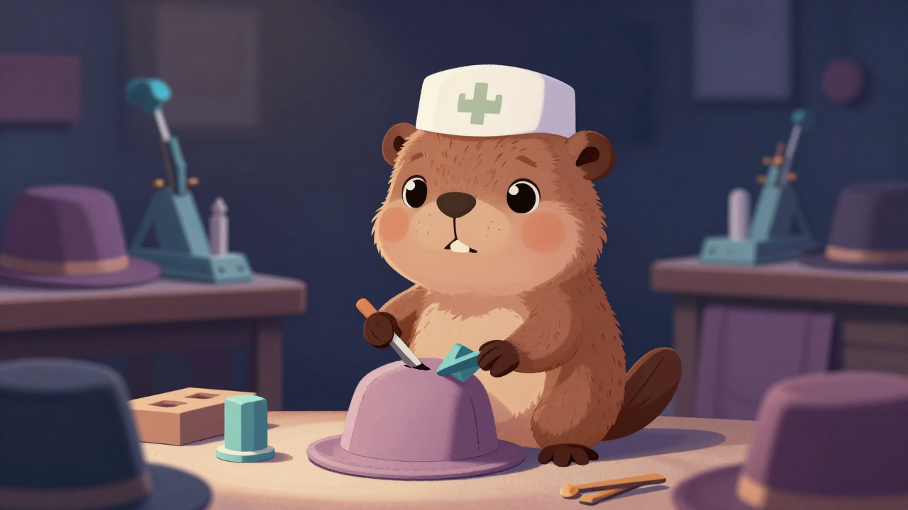 모자재봉사 직업 종사자가 업무를 수행하는 모습