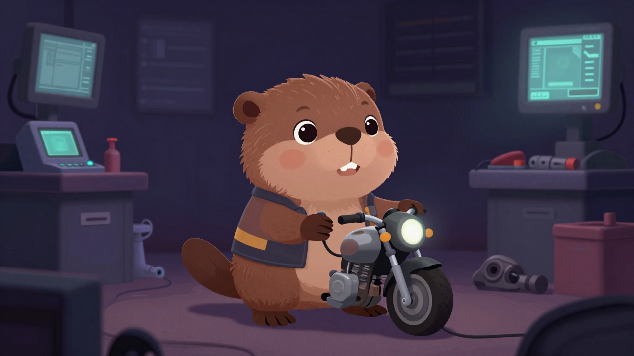 모터사이클정비원 직업 종사자가 업무를 수행하는 모습