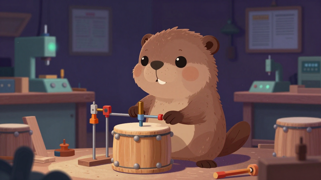 목드럼제작원 직업 종사자가 업무를 수행하는 모습