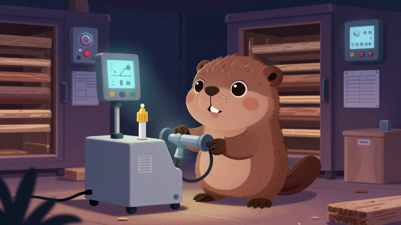 목재건조기운전원 직업 종사자가 업무를 수행하는 모습