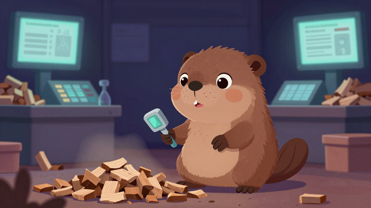 목재칩검수원 직업 종사자가 업무를 수행하는 모습