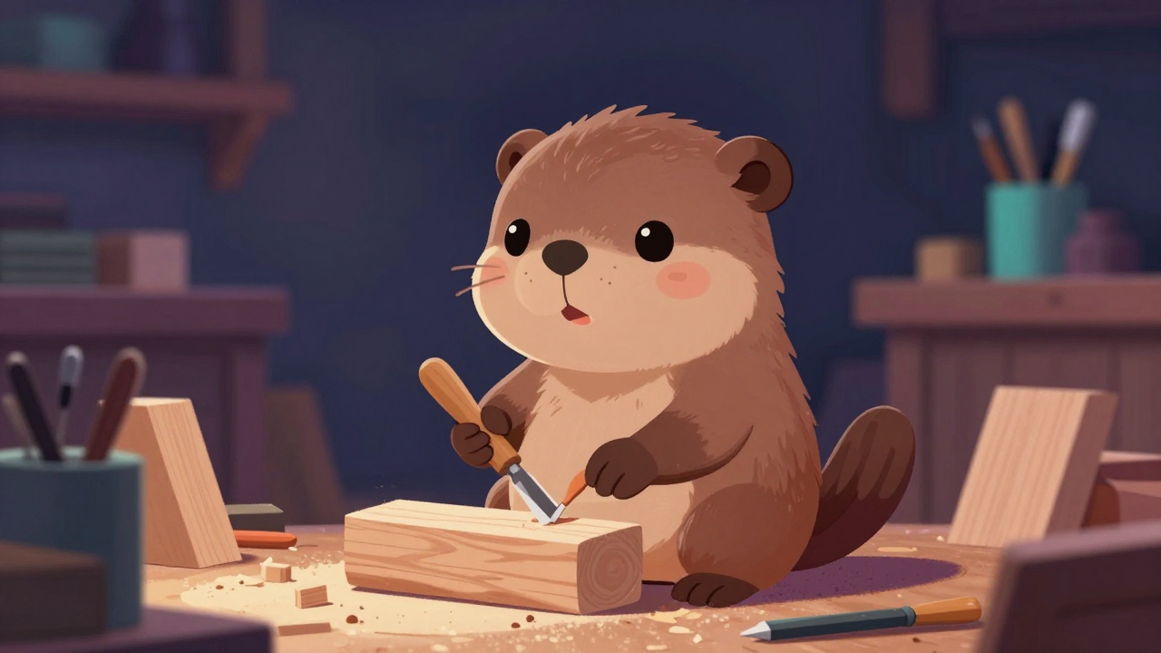 목조각원 직업 종사자가 업무를 수행하는 모습