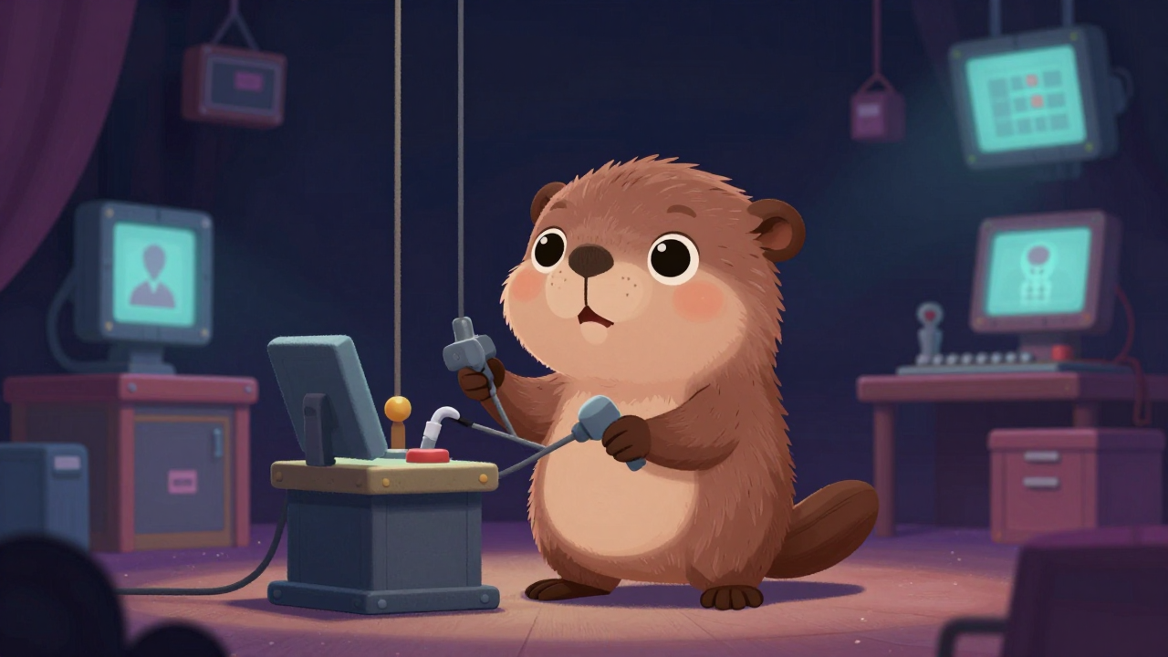 무대기계조정원 직업 종사자가 업무를 수행하는 모습