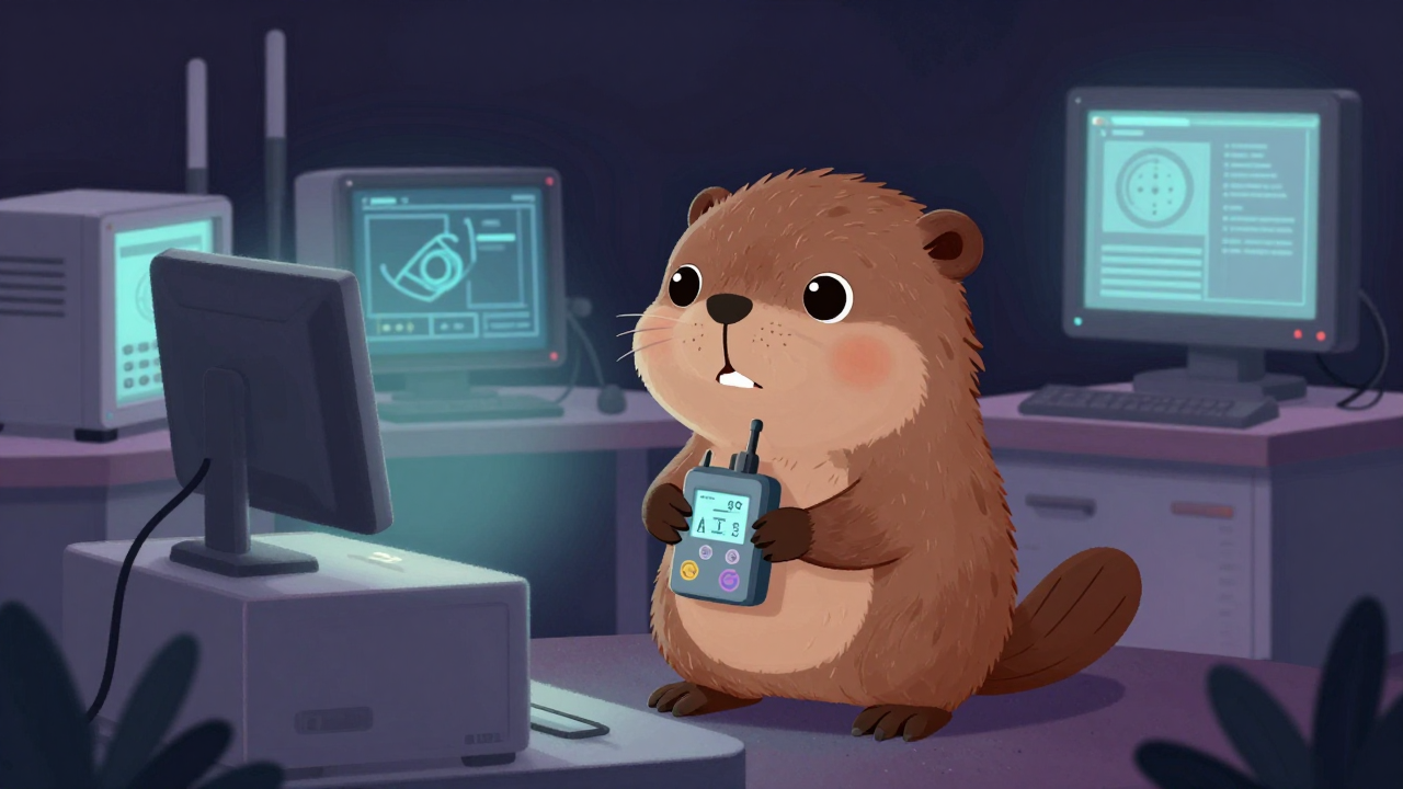 무선기기감시원 직업 종사자가 업무를 수행하는 모습