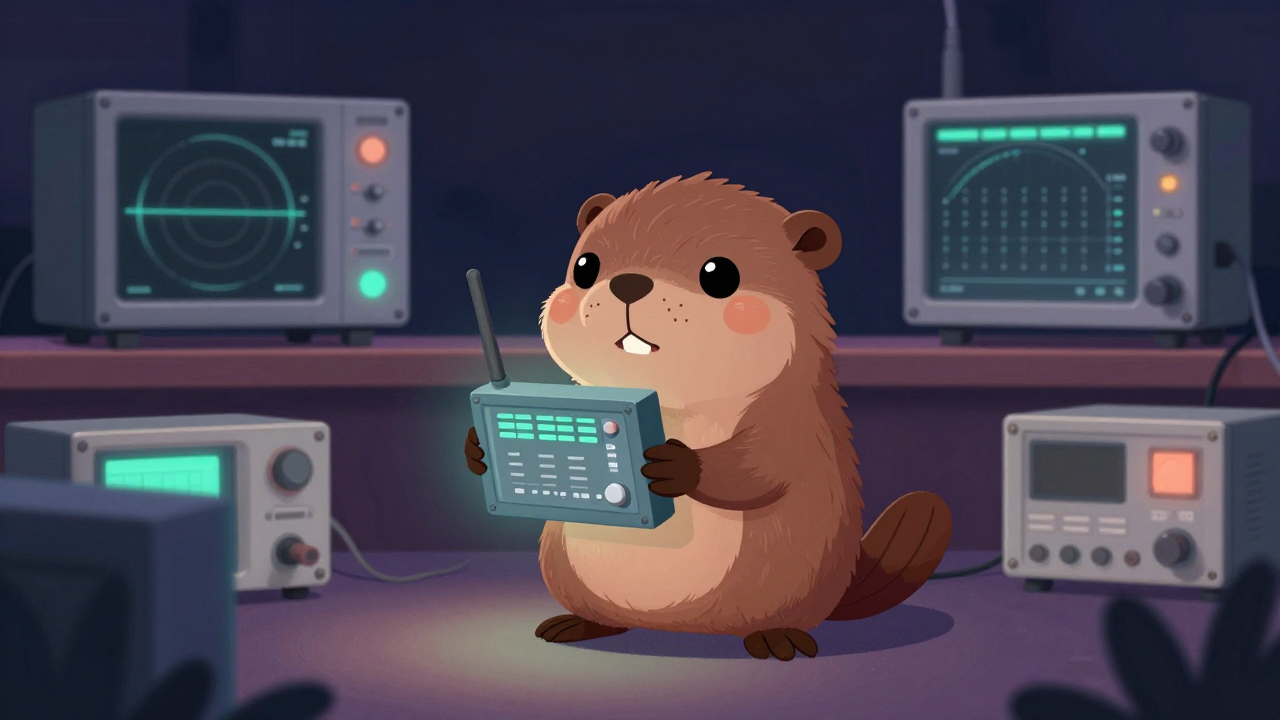 무선통신기기주파수조정원 직업 종사자가 업무를 수행하는 모습