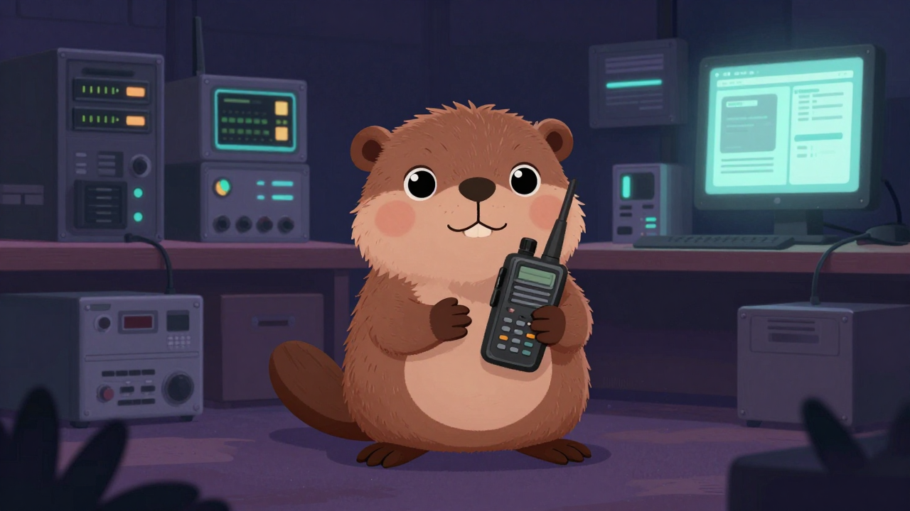 무전기기술자 직업 종사자가 업무를 수행하는 모습