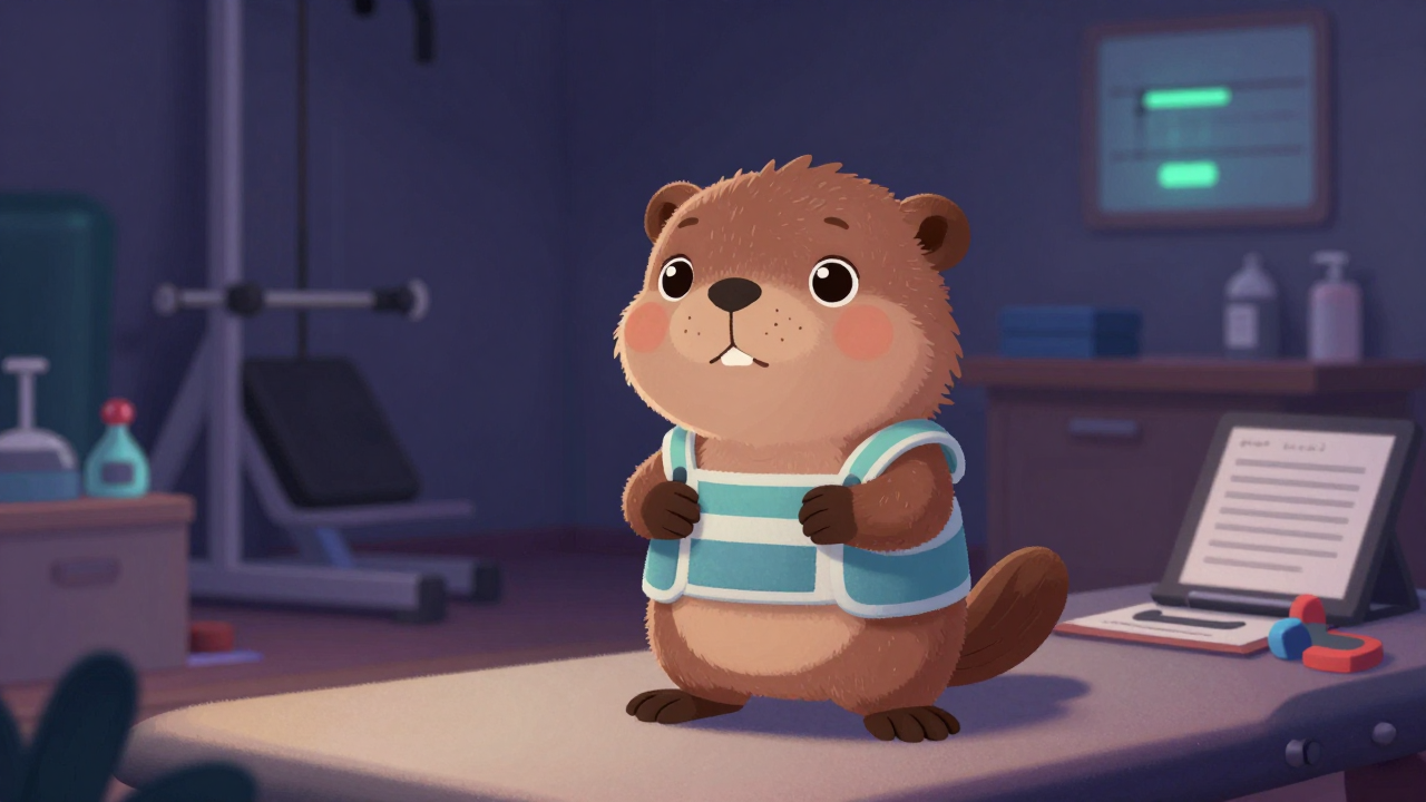 물리치료사 직업 종사자가 업무를 수행하는 모습