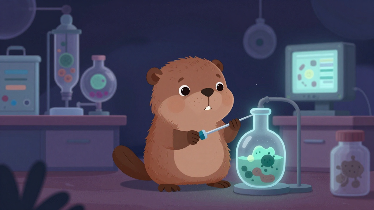 미생물제조원 직업 종사자가 업무를 수행하는 모습