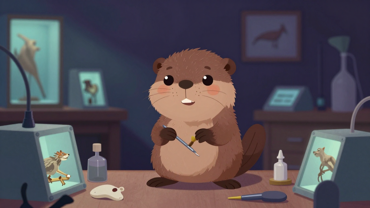 박제및표본제작공 직업 종사자가 업무를 수행하는 모습