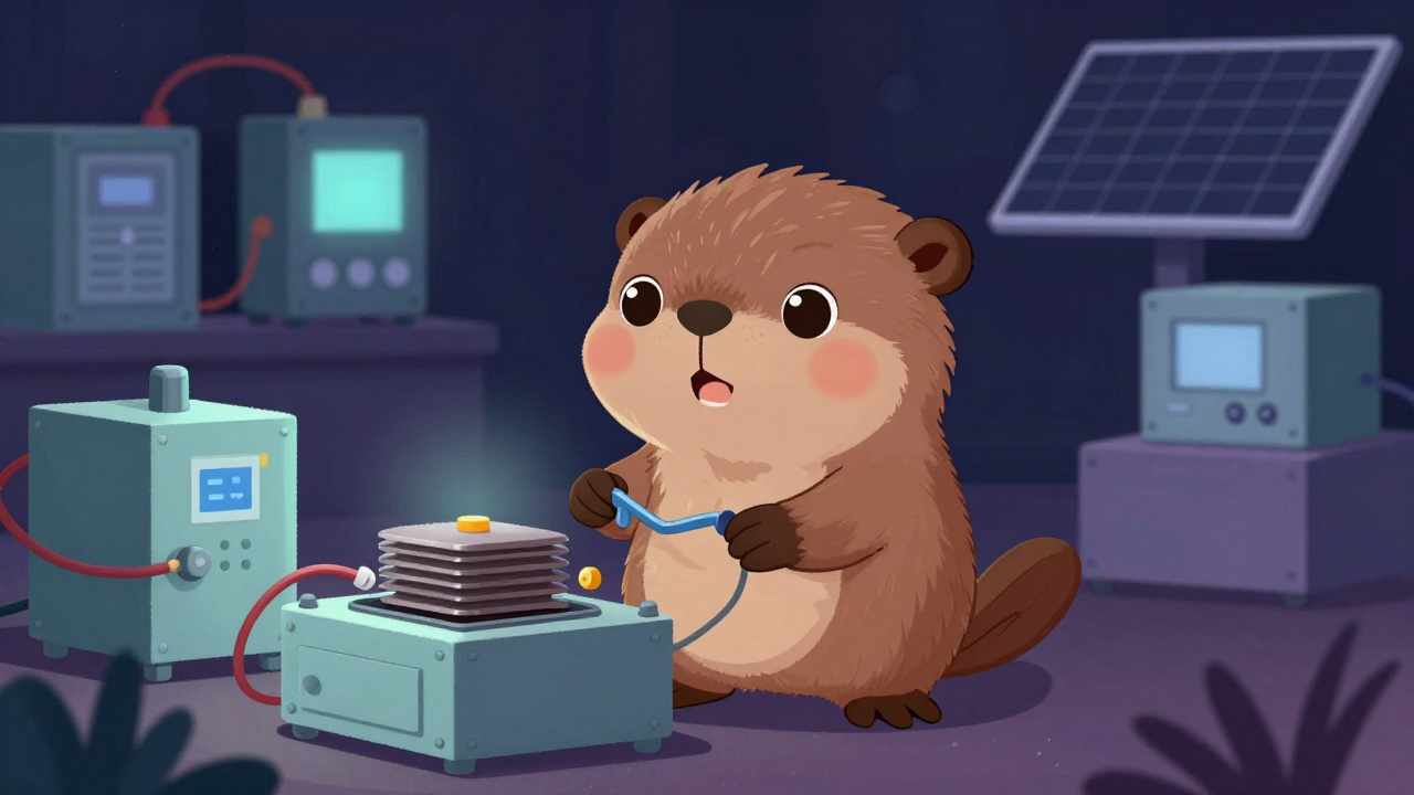 발전용연료전지유지보수원 직업 종사자가 업무를 수행하는 모습