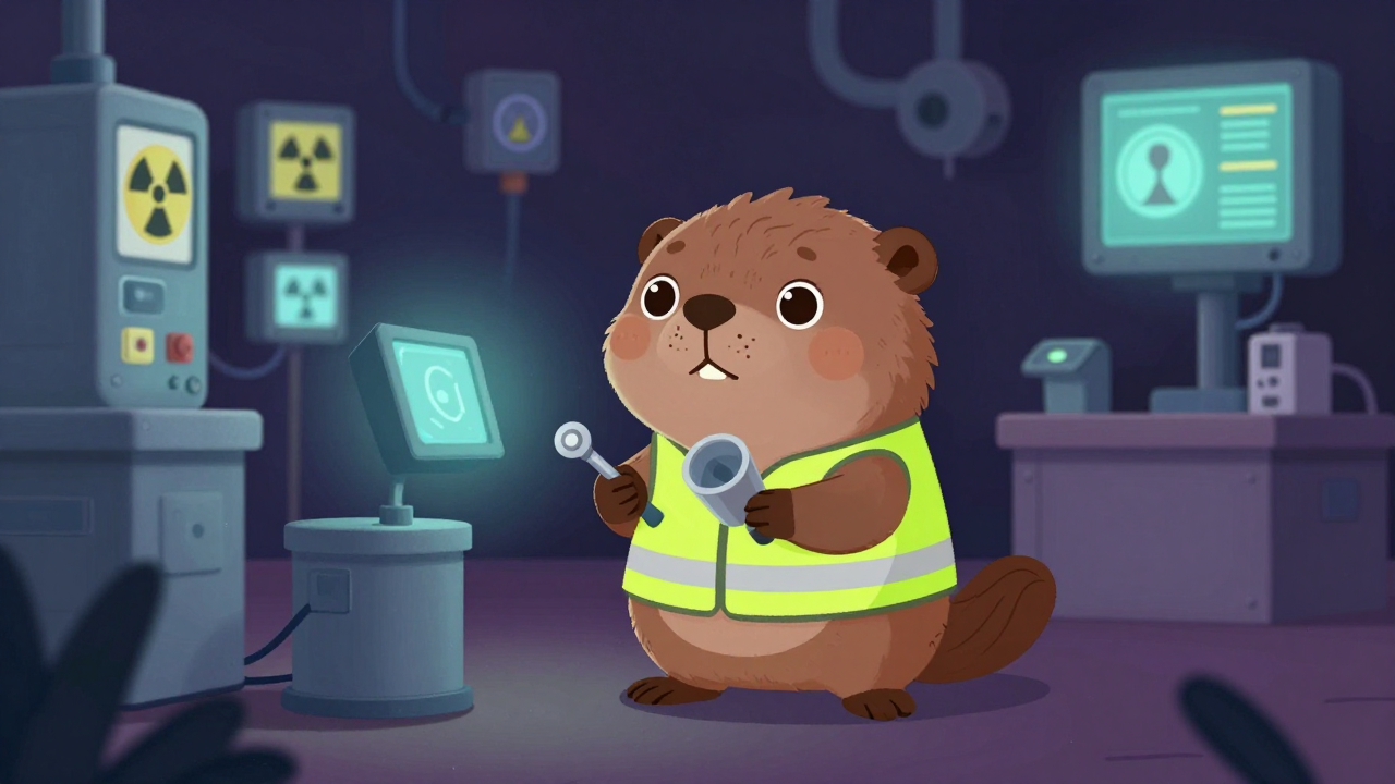 방사성폐기물처리시설안전관리원 직업 종사자가 업무를 수행하는 모습