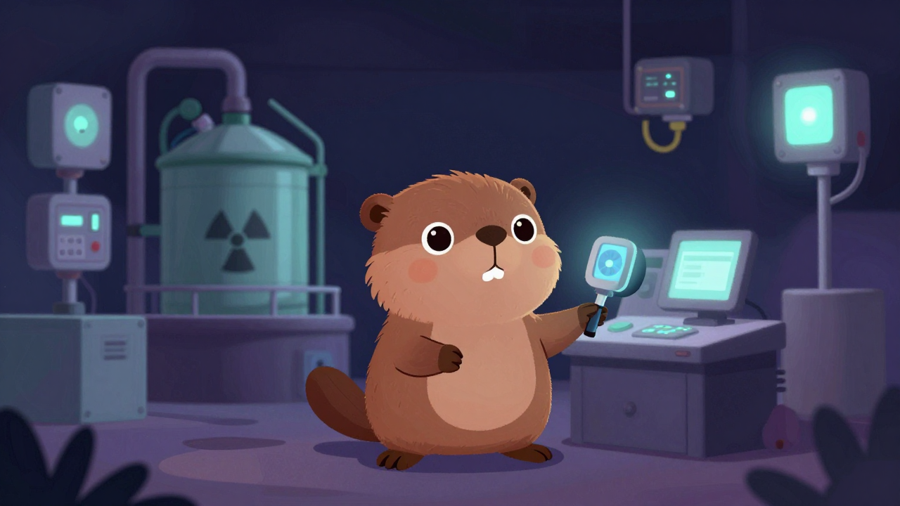 방사성폐기물처분시설운영원 직업 종사자가 업무를 수행하는 모습