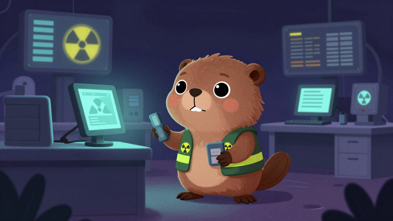 방사성폐기물추적관리원 직업 종사자가 업무를 수행하는 모습