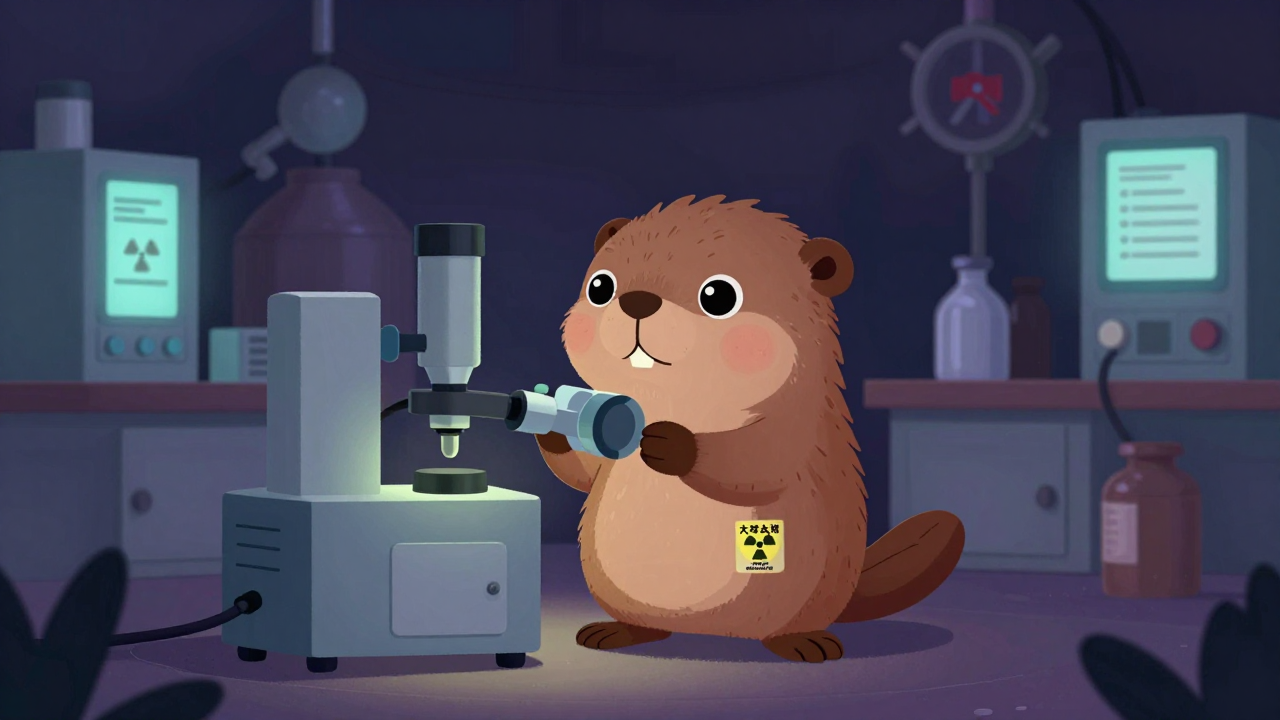 방사성폐기물핵종분석원 직업 종사자가 업무를 수행하는 모습