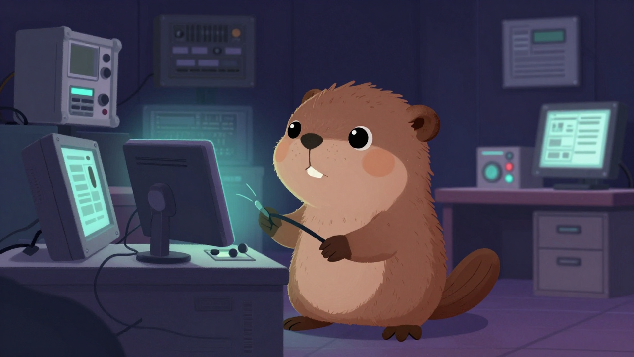 방송송출장비기사 직업 종사자가 업무를 수행하는 모습