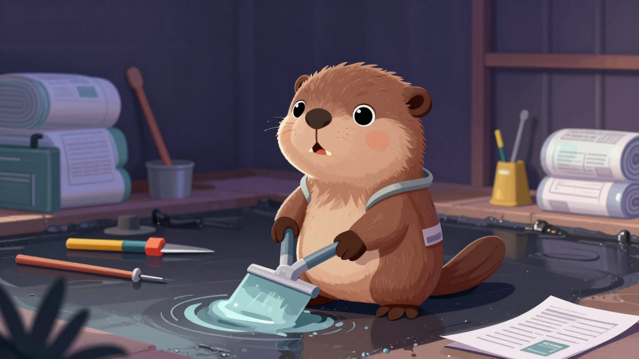 방수공 직업 종사자가 업무를 수행하는 모습