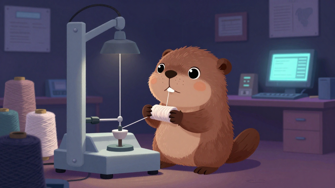 방적사시험원 직업 종사자가 업무를 수행하는 모습